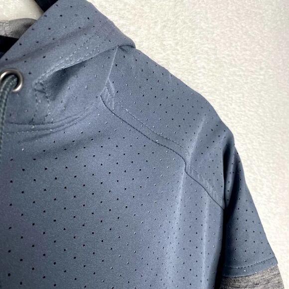 Columbia Colorblock Full Zip Athletic Perforated Hoodie Jacket Blue Gray Small - Picture 8 of 11